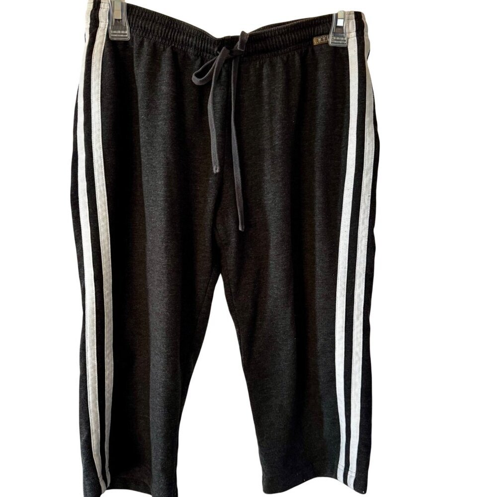 N.Y.L. New York Laundry Black Capri Sweatpants with White Stripes Petite Medium